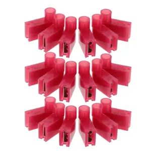 100Pcs Flag Spade Terminal Connectors Plastic Insulated Cold Pressed Quick Disconnect Wire Connectors Electrical Wiring