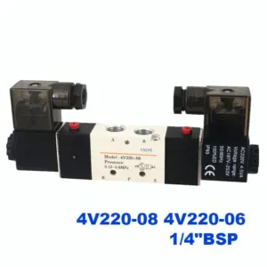Pneumatic 5 Way 2 Position 4V220-08 / 4V220-06 1/4" Air Control Solenoid Valve DC12V DC24V AC220V