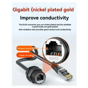 AS59 -RJ45 Waterproof Butt Connector Ethernet Adapter Extension Cable CAT6A Female Panel Mount Socket Without Cable