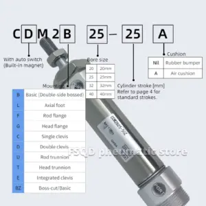 CDM2B25-25A CDM2B25-50A CM2B25-100AKZ CDM2B25-75Z FSQD Air Cylinder Standard Type Double Acting, Single Rod CM2 CDM2B series