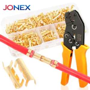 300PCS U-Shaped Electrical Wire Terminals Connector U Type Brass Crimp Kit Connection with Shrink Tube for 0.5-1.5mm² Cable