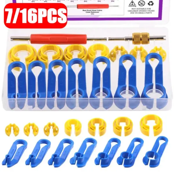 7/16Pcs AC Fuel Line Disconnect Removal Tool Set Transmission Oil Cooler Line Quick Disconnect Tool Valve Core Remover Tool Kit