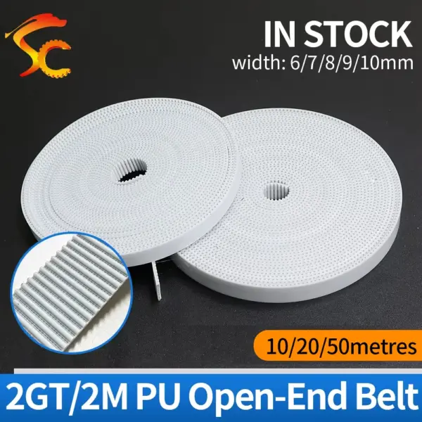 PU GT2 6mm 7mm 8mm 9mm 10mm width white black open belt Polyurethane Steel core 2GT 9mm for 3d printer