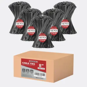 8 Inch Zip Ties (5000 Pack) – Heavy Duty 40lbs Tensile Strength, UV Resistant Black Cable Ties for Indoor & Outdoor Use