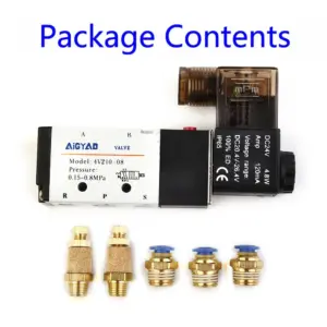 Pneumatic 1/4" NPT Solenoid Valve/24V Single Coil Pilot Electric 2-position 5-way Connection Type 4V210-08