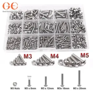 200/500pcs Bolts Nuts Combination Set 304 Stainless Steel M3/M4/M5 Bolts Mating Nuts Hex Bolts Screws Fasteners Packed m5 screws