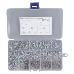 150Pcs 5-14mm​ Double Wire Spring Clips​ High Hardness Stainless Steel Hose Clamp Corrosion Resistance Double Wire
