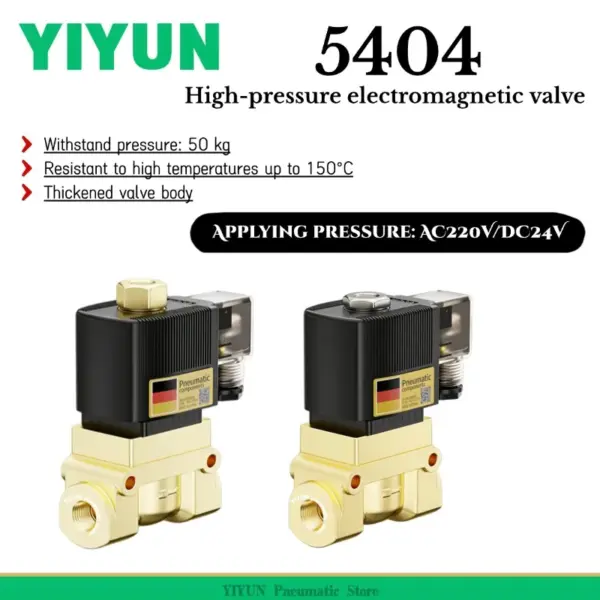 1PC Pneumatic High-Pressure Solenoid Valve Withstand pressure 50 kg 5404-02T 03T 04T 06T 08T AC220V DC24V 5404 series YIYUN