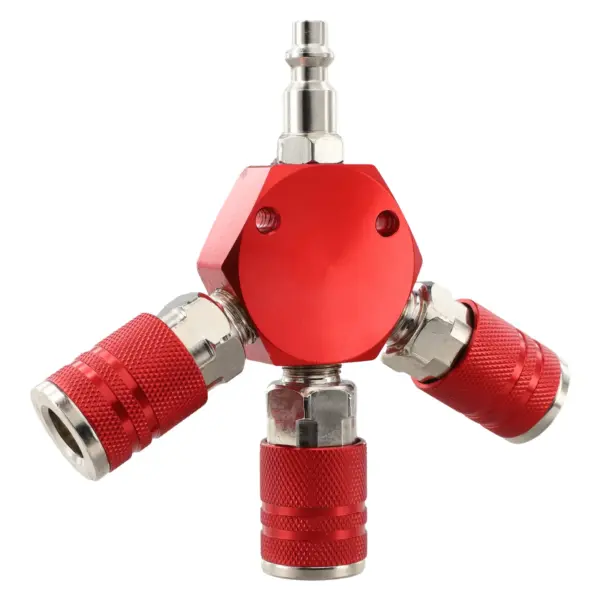 3 Way Air Manifold 14 Inch NPT with Hex Style and 3 Quick Brass Couplers for Efficient Air Distribution in Pneumatic Systems