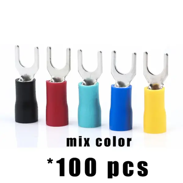 100Pcs/Lot AWG16-14 fork type wire spring terminal SV2-4 1.5-2.5mm² U Y  brass insulated spade crimping wire cable connector