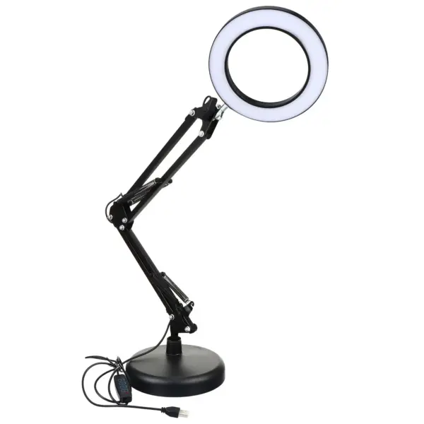 1Set Magnifying Lamp 5X LED Bright Magnifier Light Salon Hobbyist Flexible Arm Folding Desk Clamp Eye Protection