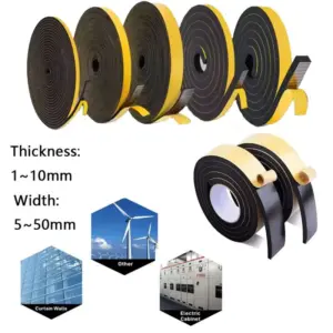 2M/10M Foam Sponge Single Sided Adhesive Rubber Strip Tape Waterproof Weather Stripping For Window Door Seal Strip