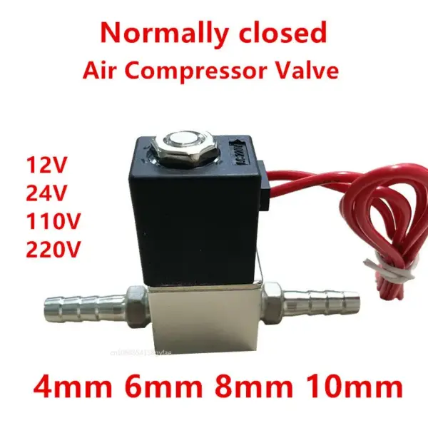 Compressor Valve 1/4" Normally Closed Pneumatic Aluminum Solenoid Valves 12V 24V 110V 220V Voltage for Air Water Oil 8mm pipe