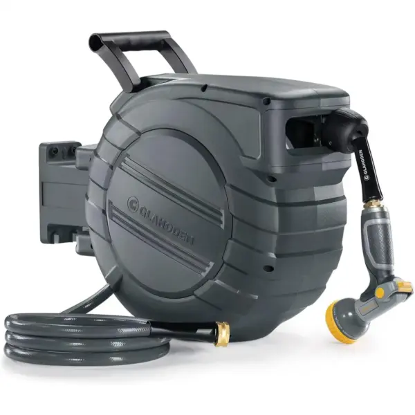 Retractable Garden Hose Reel 1/2 in x 65 ft, Dual Ratchet Lock UV Freeze Protection Slow Retraction Anti-Tangle Wall Mount