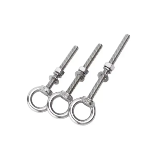 M14 M16 M20 M24 304 Stainless Steel Extension Rod Wall Hanging Ring Screw & Nut Set - Heavy Duty Lifting Eye Bolt with Hex Nuts