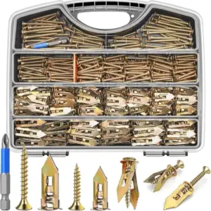 480Pcs Drywall Anchors and Screws Kit, No Drill Self-Drilling Spring Steel Wall Anchors Assortment, Hollow Wall Plasterboard Fixings Hardware Set for Home DIY