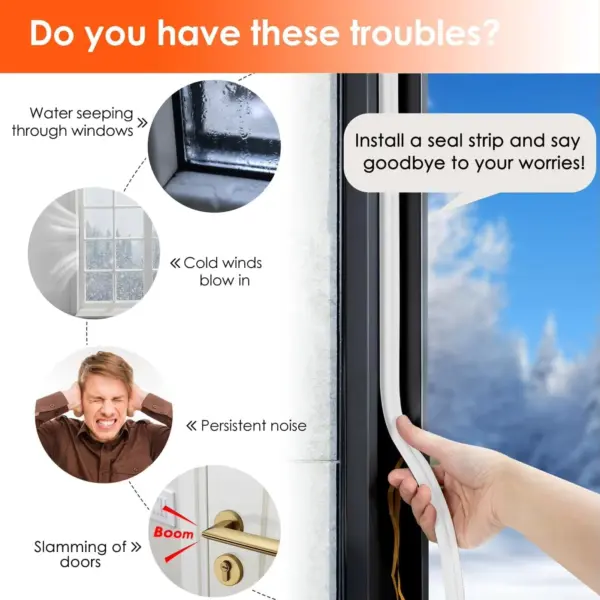 Self-Adhesive Rubber Foam Weather Stripping – Anti-Collision Window Seal Strip & Soundproof Door Seam Tape