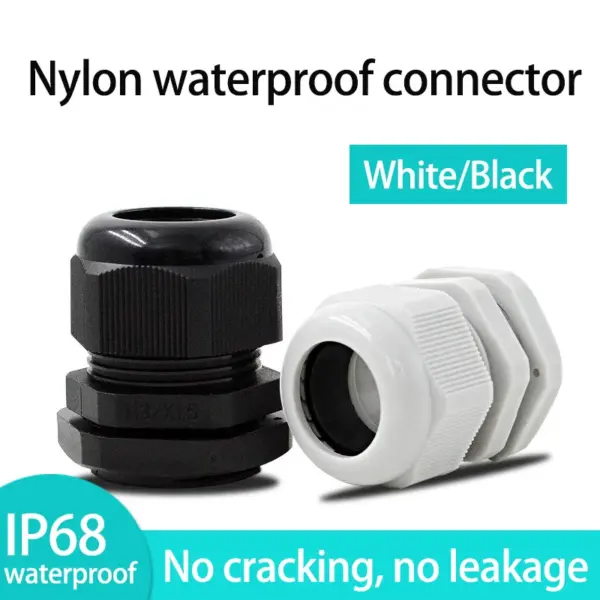Cable waterproof connector with nylon plastic wire fixation and Gland head