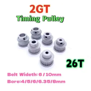 26 Teeth GT2 Synchronous Pulley Bore 4 5 6 6.35 8mm 3D Printer Parts Belt Width 6mm 10mm 26Teeth 2GT Timing Pulley 26T Pulley