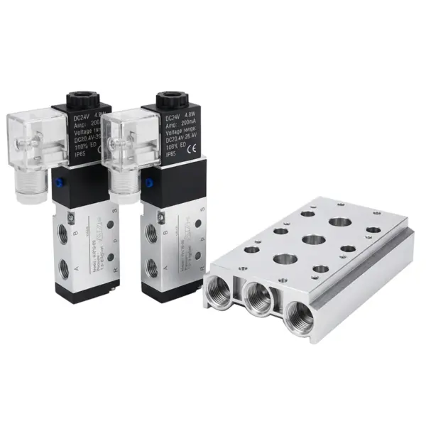 4V210-08 Pneumatic Solenoid Valve 12/24V DC 110/220V AC Electric Solenoid Block with Muffler Joint Base Manifold Multi Option