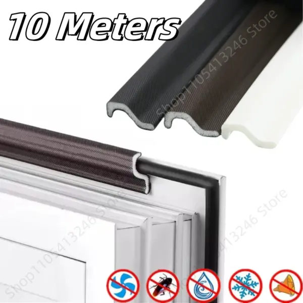 10M Door Window Waterproof Dustproof Weather Soundproof Foam Weather Stripping Self Adhesive Door Seal Gap Filler Tape