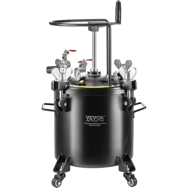 Spray Paint Pressure Pot 20L/5gal with Adjustable 70 psi Pressure Durable Steel Tank Featuring Casters and Leak Repair Sealant