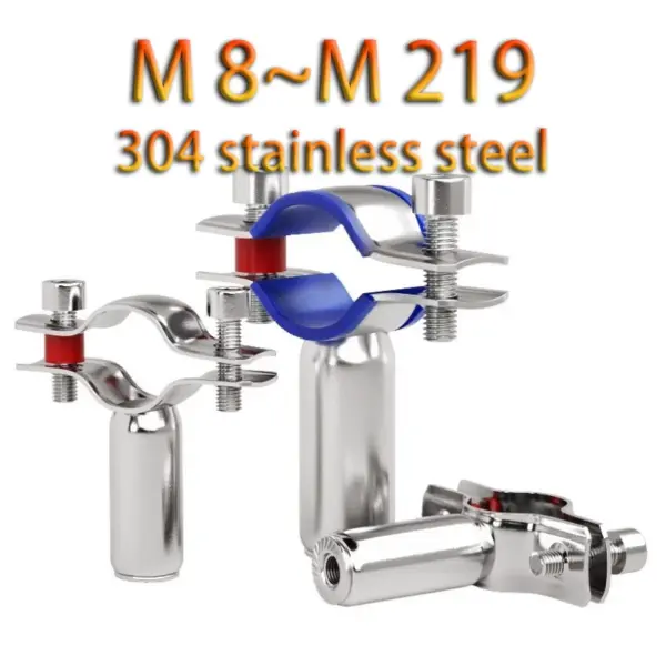 1pc 304 Stainless Steel Fixture Pipe Bracket Welding Water Pipe Fixed Clamp Circular Pipes Clamp PVC Locking Clamps 8mm-219mm