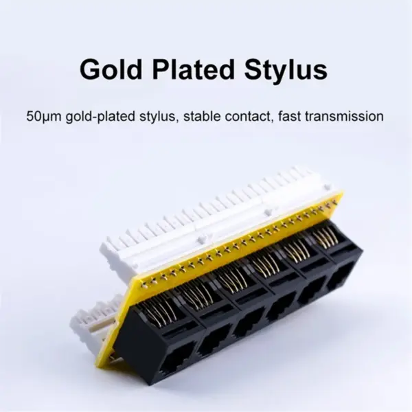 Patch Panel 24 Ports CAT6 UTP RJ45 Patch Panel 19 Inch 1U Cable Frame Faceplate Rack Mount 50U Gold Plated, Rear