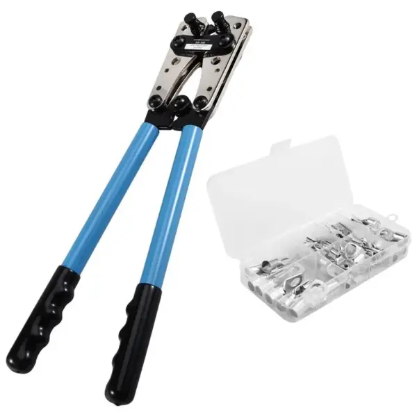 A24F-HX-50B Cable Lug Crimping Tool Kit 60Pcs Copper Ring Terminals 10-1/0 AWG 8 Sizes For Heavy Duty Wire Connections