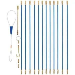 1Set Wall Wire Threader Kit Fiberglass Electrical Cable Pulling Rods Fish Tape Tools for Electricians Conduit Wire Running