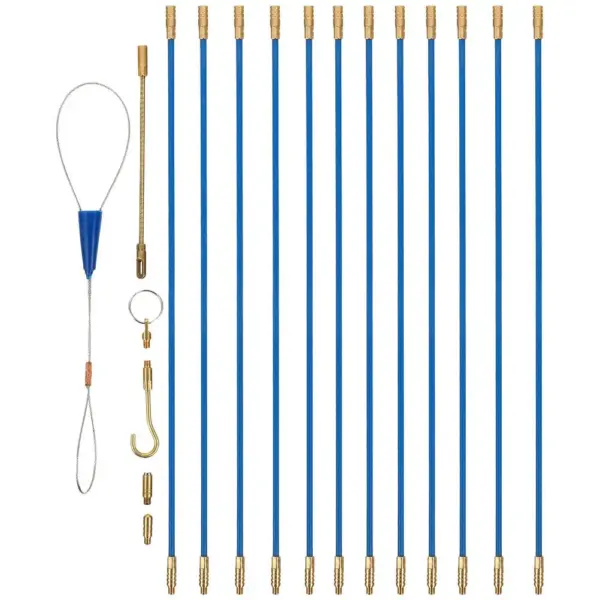 1Set Wall Wire Threader Kit Fiberglass Electrical Cable Pulling Rods Fish Tape Tools for Electricians Conduit Wire Running