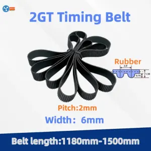 2GT Timing Belt Length 1180mm-1150mm Width 6mm 2M Rubber Synchronous Belt 3D Printer Accessory Pitch 2mm GT2 Drive Tooth Belt