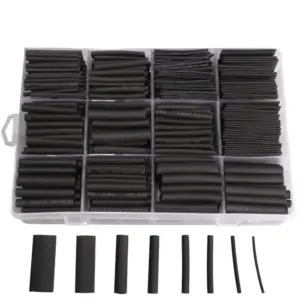 400 Pcs Black Heat Shrink Tubing Kit PE High Temperature Insulation Sleeving 3:1 Ratio Adhesive Lined Shrink Tubing