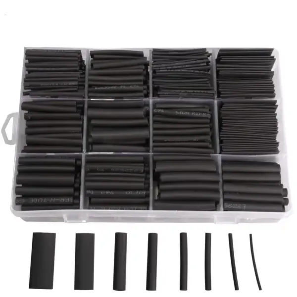 400 Pcs Black Heat Shrink Tubing Kit PE High Temperature Insulation Sleeving 3:1 Ratio Adhesive Lined Shrink Tubing