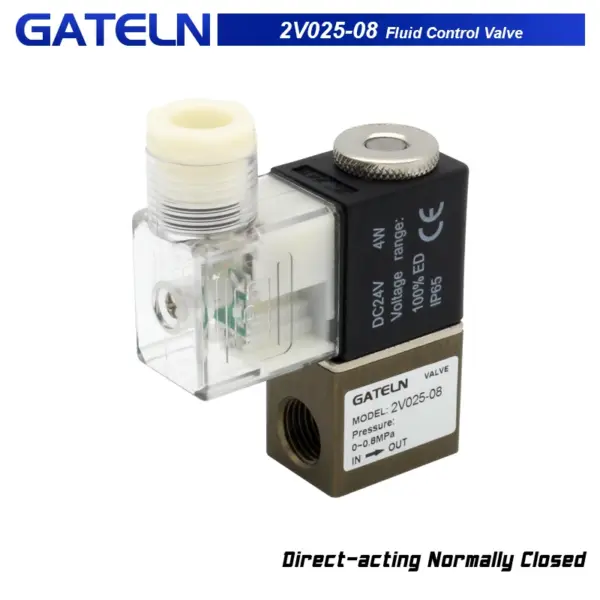 2V025-08 Normally Closed  Pneumatic Control Valve DC12V DC24V AC220V  AC110V 380V 1/4" 2 Way 2 Position Air Solenoid Valve 2V025