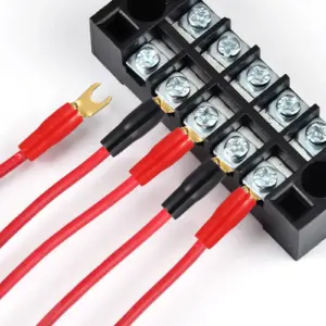 3 Pairs Spade Terminal Crimp Connectors Copper Gold Plated 0 Gauge Power Wire Fork Terminal Speaker Wire Cable