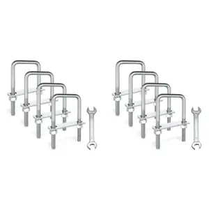【THANKSGIVING DAY】8 Set M8 Square U-Bolts,U-Bolts 2 Inch Wide,304 Stainless Steel Square U-Bolts,With Nuts,Bolt Plate And Washer