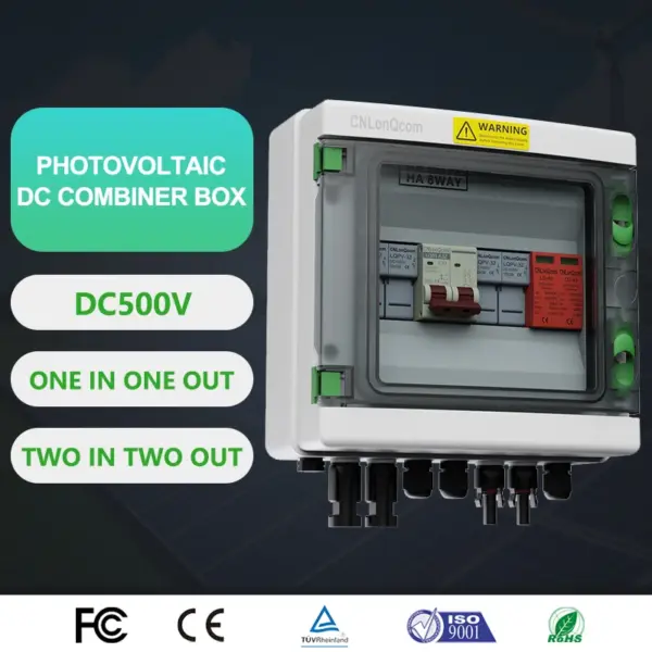 IP65 PV Array Combiner Box DC 500V with Circuit Breaker And DC Fuse 1in 1out 2in 2out Solar Power Distribution Box