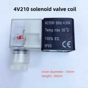 Pneumatic Solenoid Valve Coil 4V210 Series Inner Hole 10mm Height 30mm DC24V, AC220V, AC110V