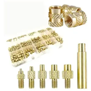 AEE6-Nuts Threaded Inserts 360Pcs M2/M2.5/M3/M4/M5/M6 Female Thread Metric Knurled Nuts Assortment Kit Brass Heat Set Insert