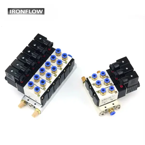 4V210-08 Solenoid Valve Manifold Base with Muffler DC12V 24V AC110V 220V 2-6 Way Pneumatic Block
