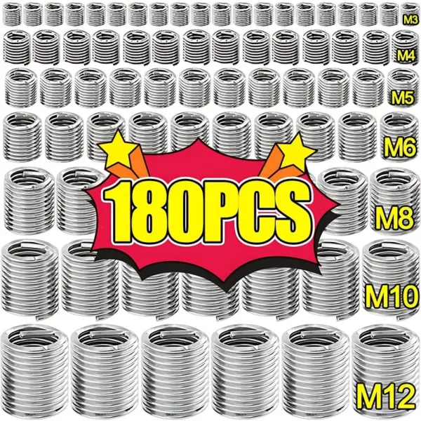 M3-M12 Stainless Steel Thread Insert Spiral Thread Repair Kit Screw Metric Helicoil Type Automotive Repairs Nuts Screw Sleeve