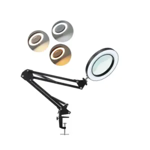 10 Brightness Levels USB Table Light Adjustable Metal Construction Folding Arm Lamp 30X Clip On Design Magnifying glass light