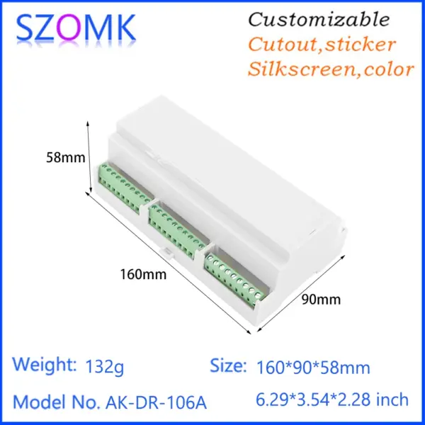 SZOMK159.5x90.2x57.5MM Pcb Din Rail Mount Relay Plastic 128-5.08 Plc 27 Points Works Terminal Block Connector Din Rail