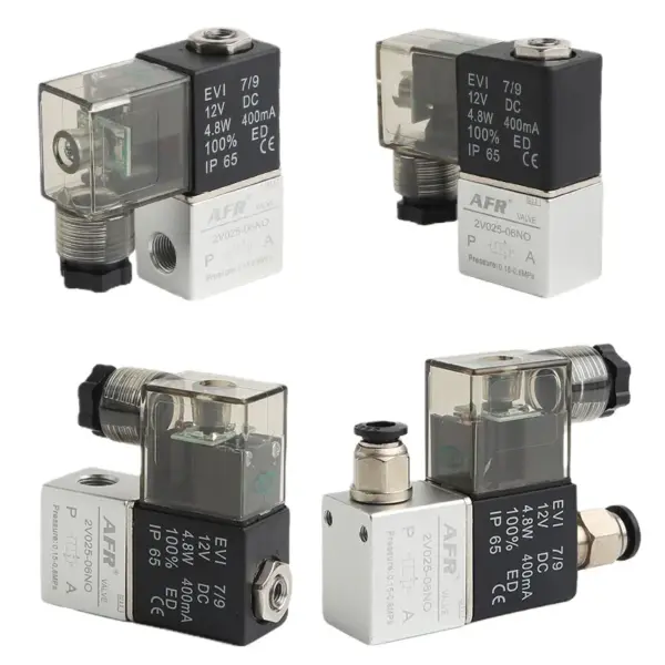 2V025-06NO Pneumatic Solenoid Valve - 2 Way 2 Position Normally Open NO 1/8 Port Air Control Valve 12V 24V 110V 220V AC DC
