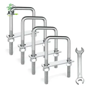 A05E-4 Set M8 Square U-Bolts,U-Bolts 2 Inch Wide,304 Stainless Steel Square U-Bolts,With Nuts,Bolt Plate And Washers