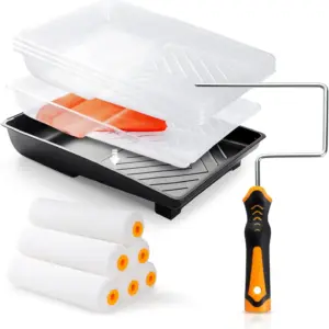 12-Piece Paint Roller Set with High-Density Foam, Tray, and Mini Roller for Walls, Doors, Cabinets