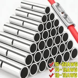 10-22AWG Uninsulated Wire Butt Connectors Electrical Seamless Crimping Terminals Non Insulated Bare Cable Crimp Splice Connector