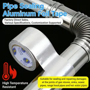 Aluminum Foil Tape No Liner 20m Heat Resistant Waterproof HVAC Duct Repair Seal Tape 2-20cm Width 0.05mm 1roll