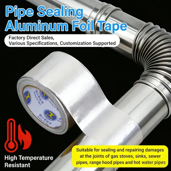Aluminum Foil Tape No Liner 20m Heat Resistant Waterproof HVAC Duct Repair Seal Tape 2-20cm Width 0.05mm 1roll